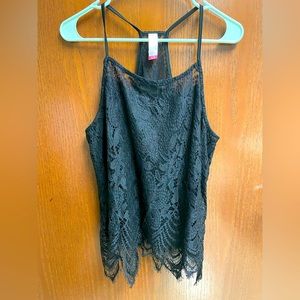 Black, lace, racerback tank top